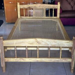 Cama de Madera y Junco 1.20 Metros